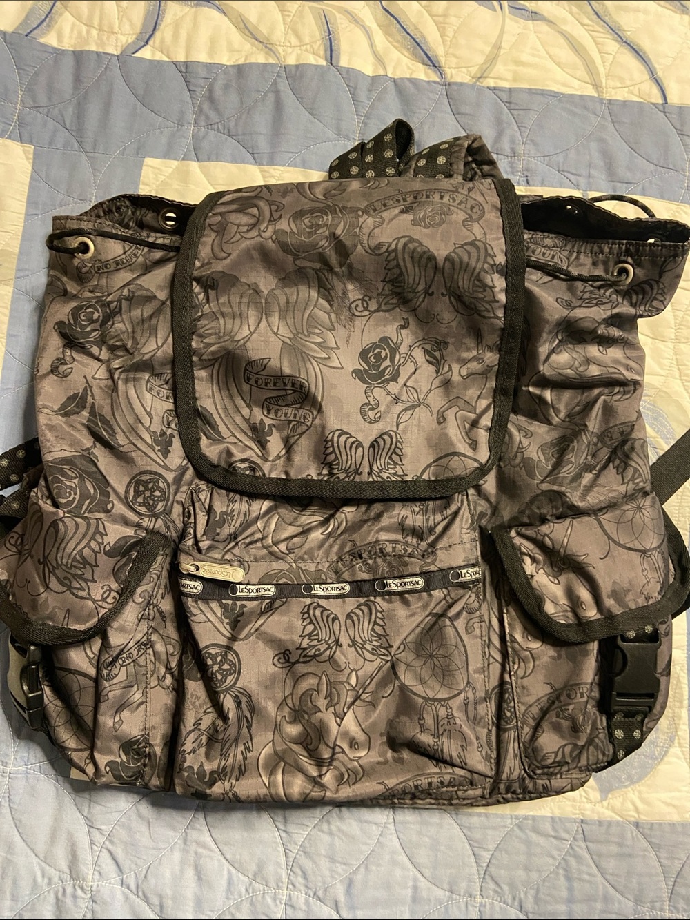 LE SPORTSAC Grey UNICORN FOREVER YOUNG Voyager Backpack